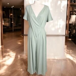 Vero Moda wrap front jumpsuit in sage size Small